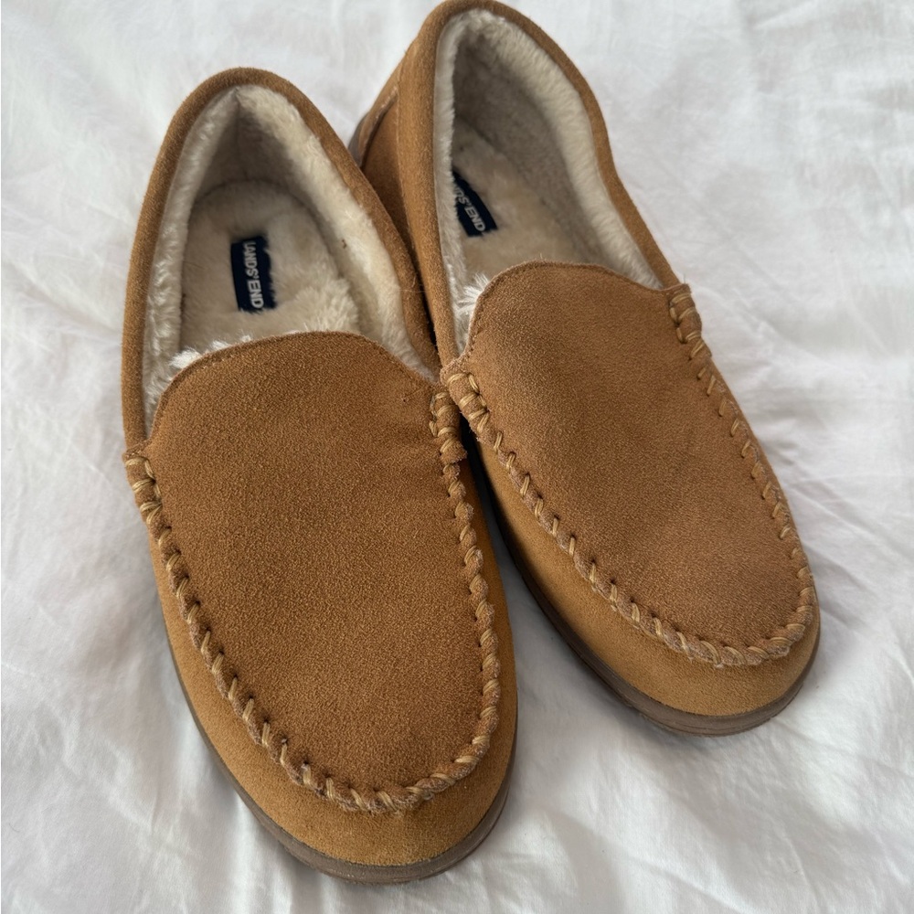 Land’s End Suede Men's Brown Slippers NWOT 0512
